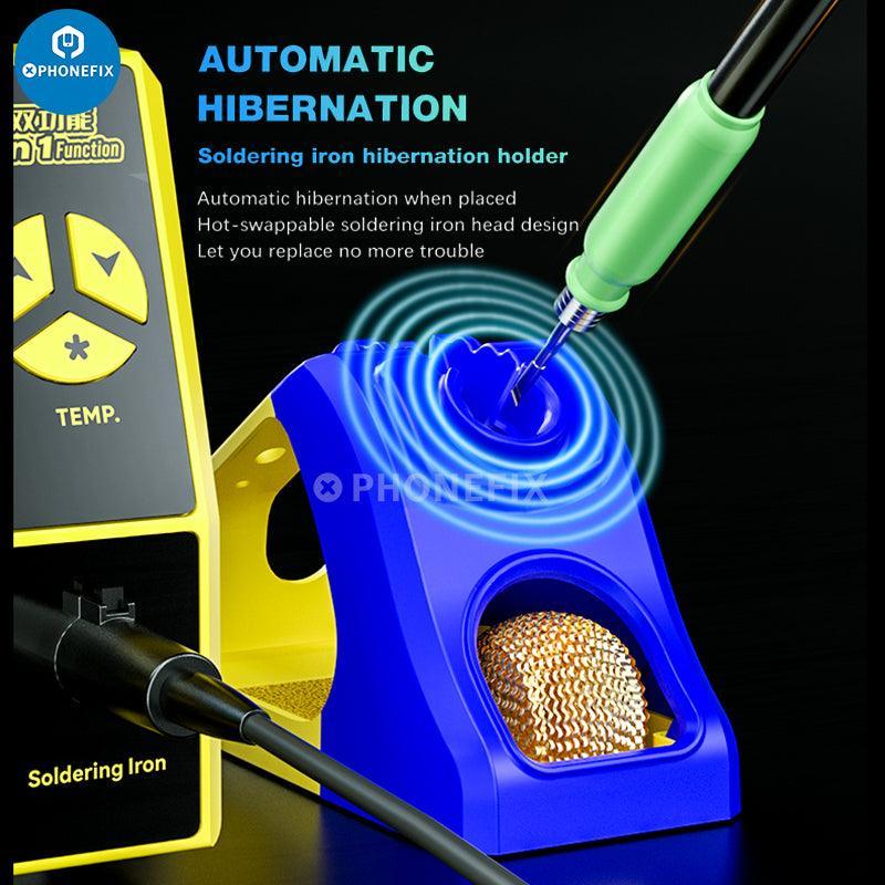 PhoneFix MECHANIC 861DS 2-in-1 BGA hot air rework station for PCB soldering and repair, with digital controls and ergonomic design.