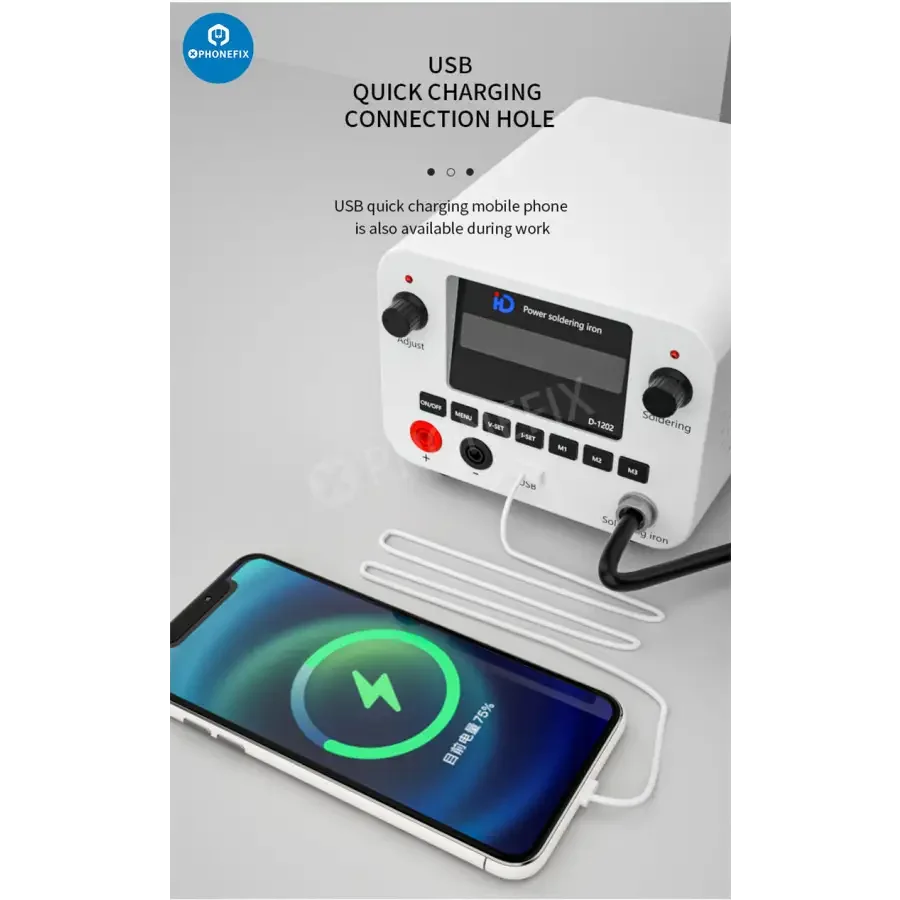 PHONEFIX TBK D-1202 Power BGA Soldering Station with T12 Soldering Iron, 2-in-1 BGA rework and soldering machine, 110V