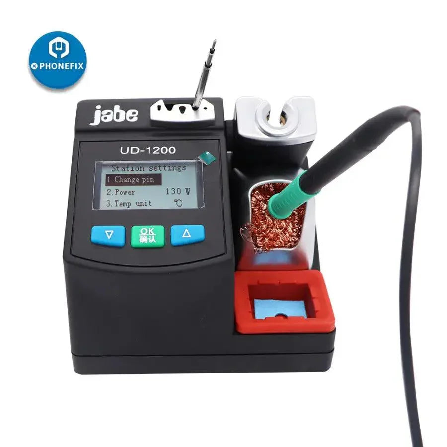 UD-1200 lead-free BGA soldering station by PHONEFIX with precision electronic welding tools for circuit board repairs.