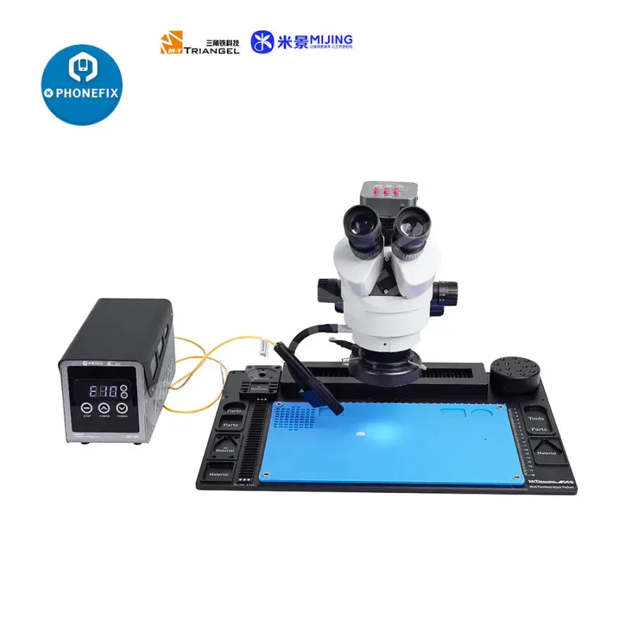 MiJing LWS-301 BGA laser soldering station with 110V/220V power, featuring digital display and ergonomic design for precise soldering.