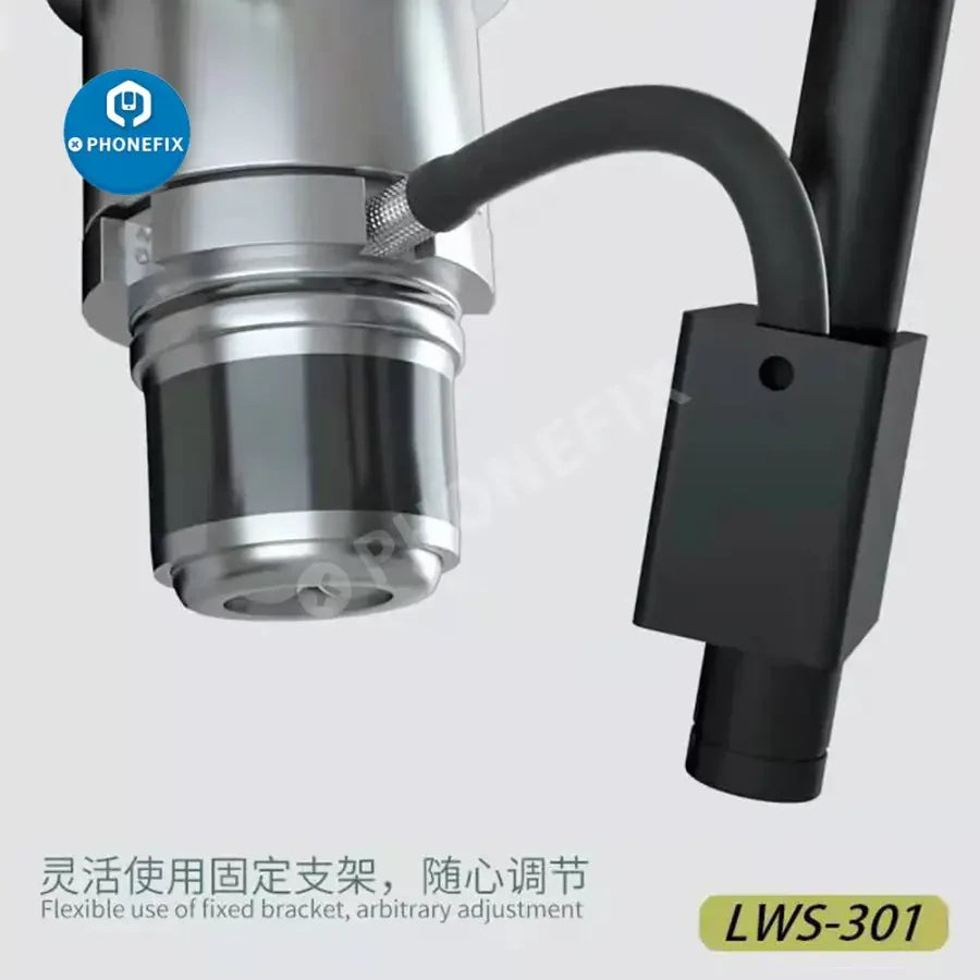 MiJing LWS-301 BGA laser soldering station with 110V/220V power, featuring a sleek design and control panel for precision soldering.