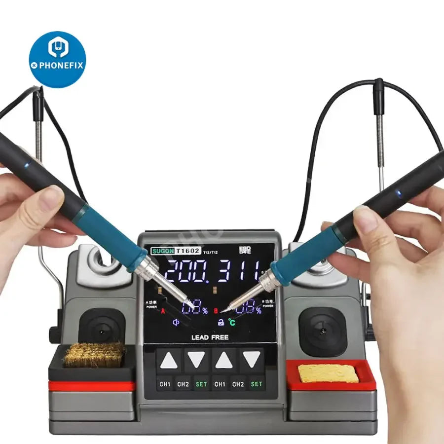 PhoneFix SUGON T1602 BGA Soldering Rework Station for PCB IC repair, lead-free soldering and rework with US plug.