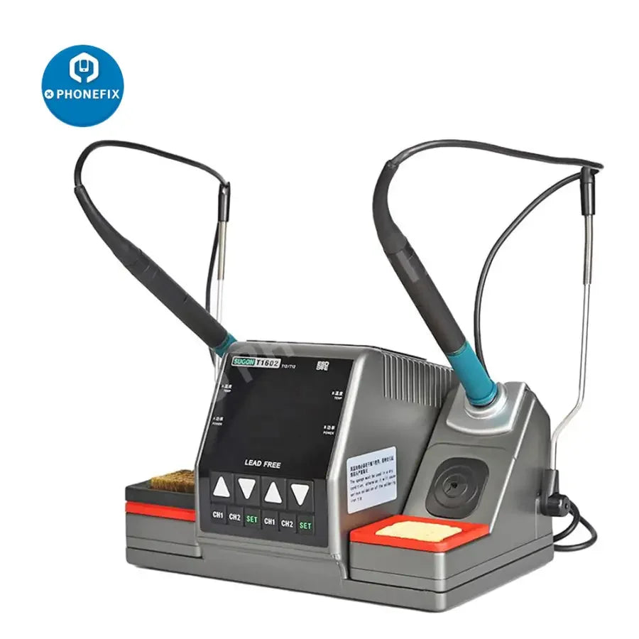 PhoneFix SUGON T1602 BGA soldering rework station for PCB IC repair with lead-free soldering iron and 110V US plug.