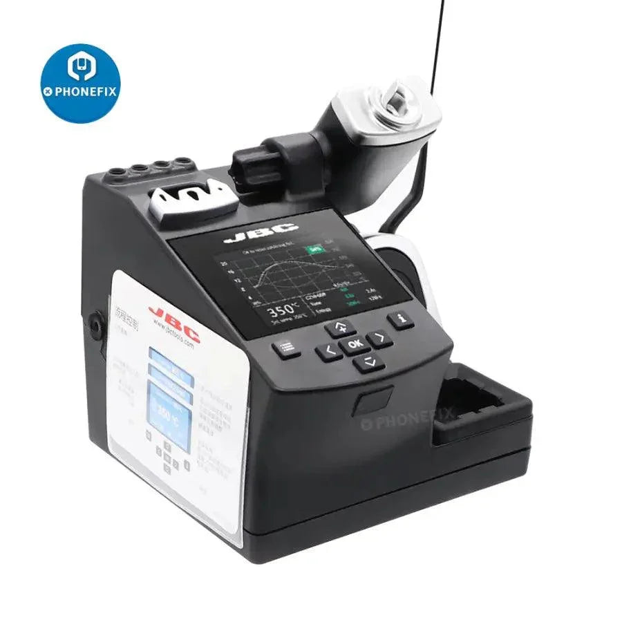 JBC CD-2SHE precision BGA soldering station by PHONEFIX for phone repair, featuring electronic welding tools and controls
