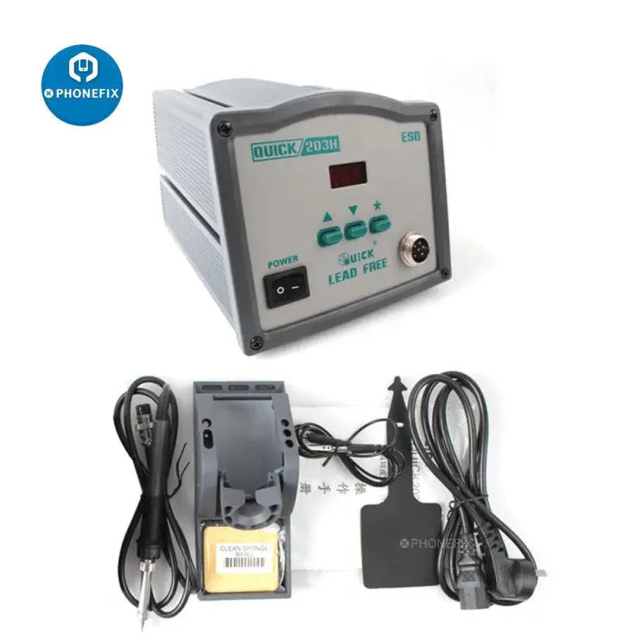 Original QUICK 203H BGA Soldering Station by PHONEFIX, 90W lead-free ESD welding tool for precise soldering work.