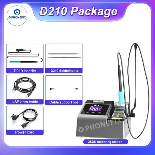i2C NANO BGA Soldering Station by PHONEFIX with JBC T210/245/115 welding handle, featuring control panel and soldering tip.