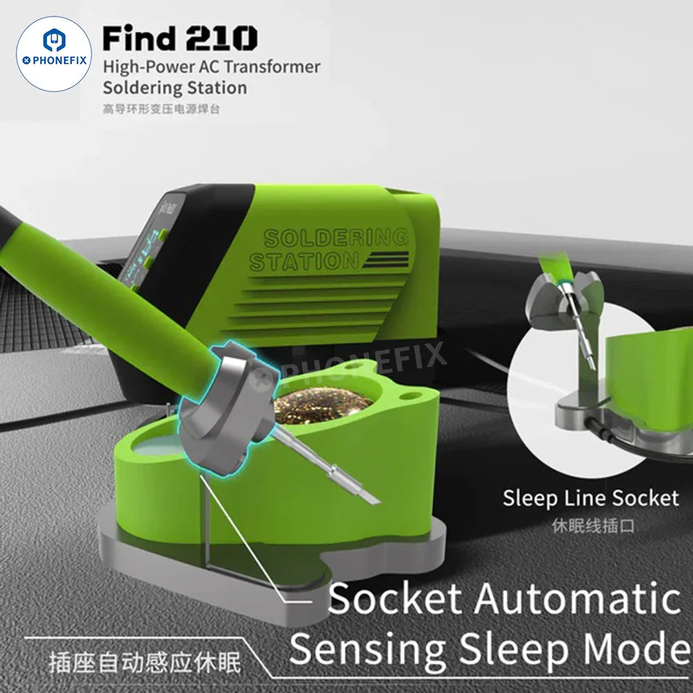 PHONEFIX 2UUL FD01 Find210 BGA Soldering Station with AC transformer and US plug, precision tool for electronics repair.