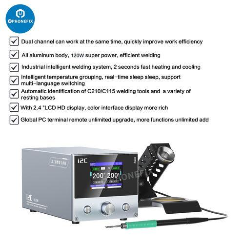 i2C 3SCN BGA soldering station by PHONEFIX with C210 and C115 double handles and dual soldering tips, 110V US plug.