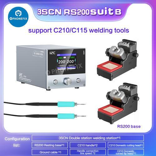 i2C 3SCN BGA soldering station with double handles and C210/C115 tips, designed for precise electronics repair.