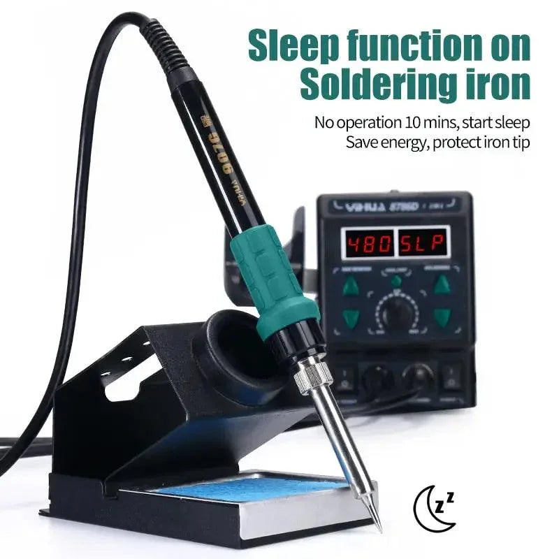 YIHUA 8786D BGA Rework Station with soldering iron and hot air gun for phone repair, featuring digital controls and compact design.