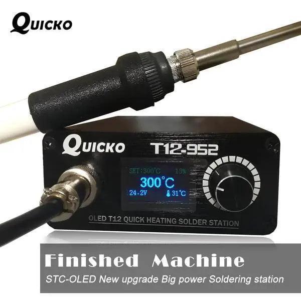 Quicko T12 BGA Soldering Station by PHONEFIX with OLED display, digital control, and soldering iron for electronic repairs.