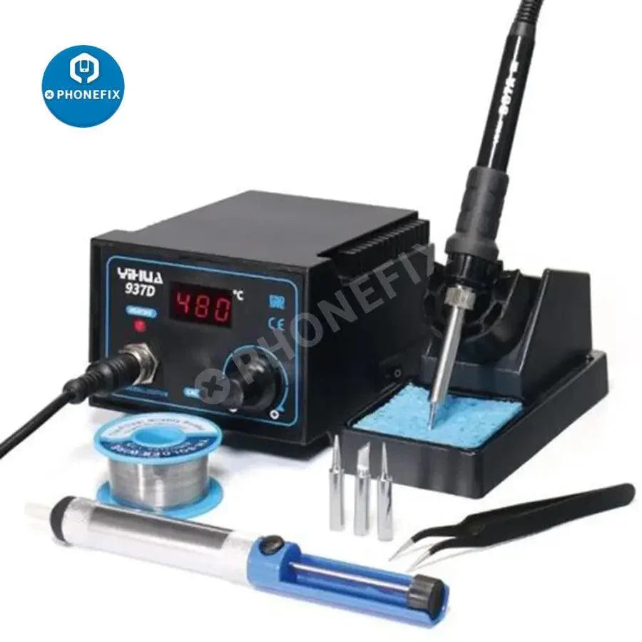 Estación de soldadura BGA YIHUA 936/937/939D con temperatura ajustable y kit de herramientas de reparación, utilizada para la reparación de componentes electrónicos.