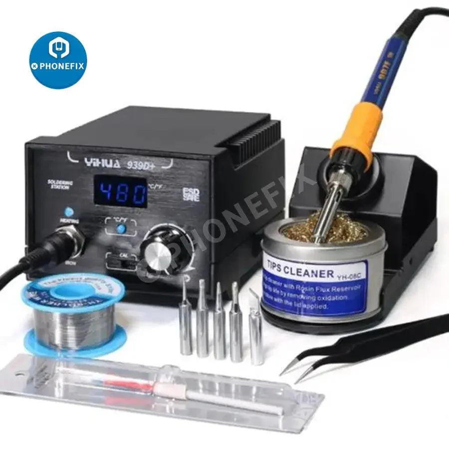 Estación de soldadura BGA YIHUA 936/937/939D con temperatura ajustable y kit de herramientas de reparación para la reparación de componentes electrónicos.