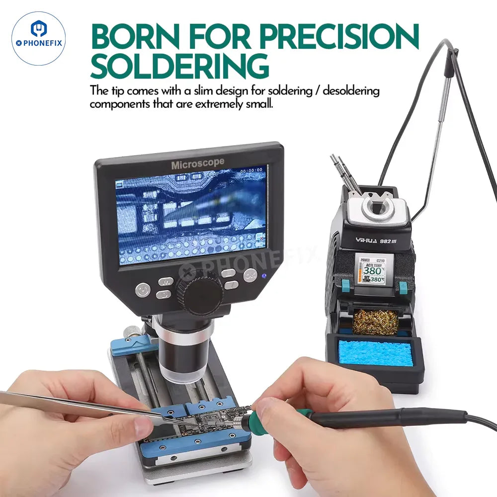YIHUA 982-III C210 C115 BGA soldering iron station with two-hand clamp, PHONEFIX brand, for precise BGA soldering tasks