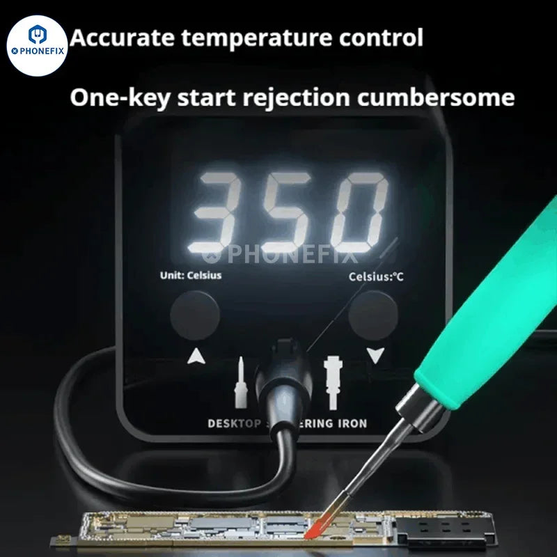 PHONEFIX Mechanic A210 Max BGA Soldering Station with dual soldering iron tips and digital display for precise electronics repair.