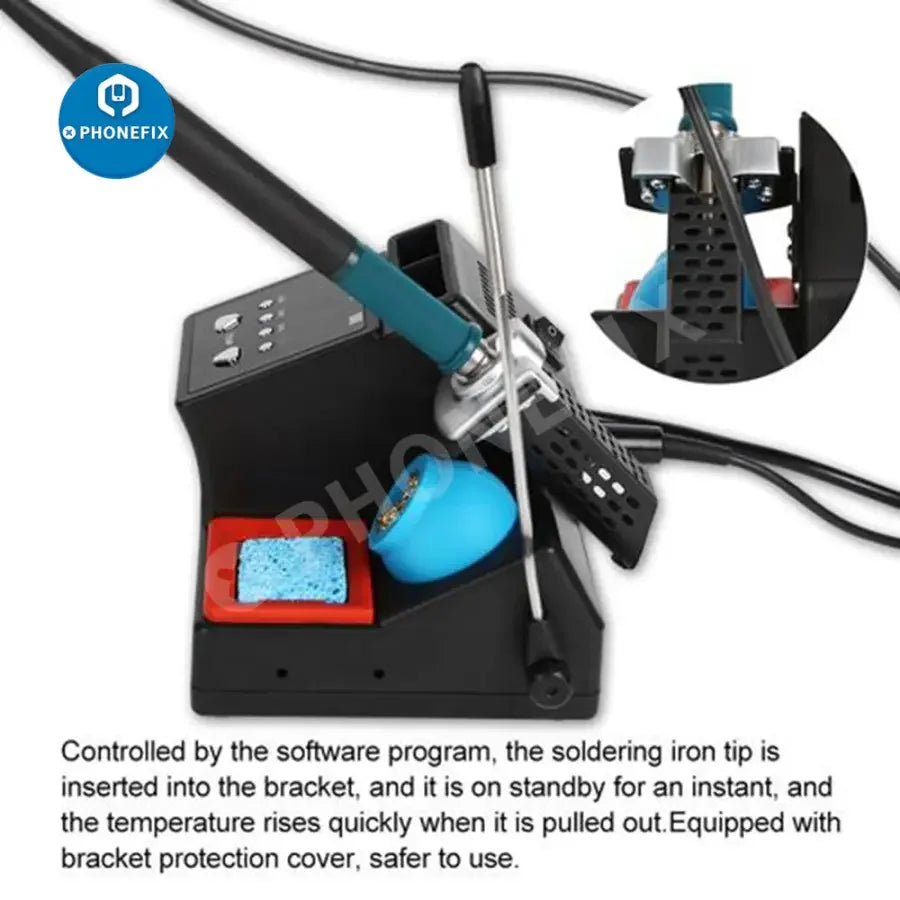 AIFEN A8 BGA soldering station with digital display, T12 handle, and three tips for precise electronic repair work.
