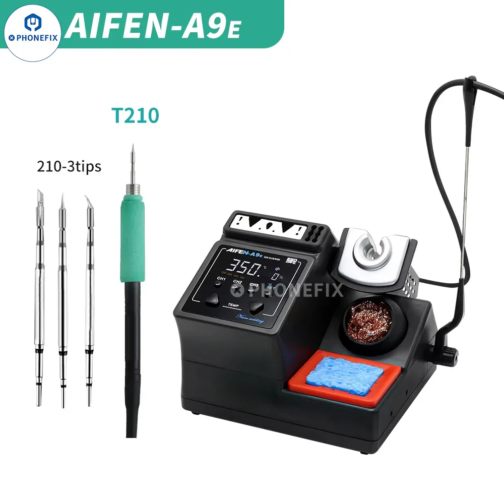 AIFEN A9E 160W BGA soldering station with C210, C245, C115 iron tips for precise electronic repair.