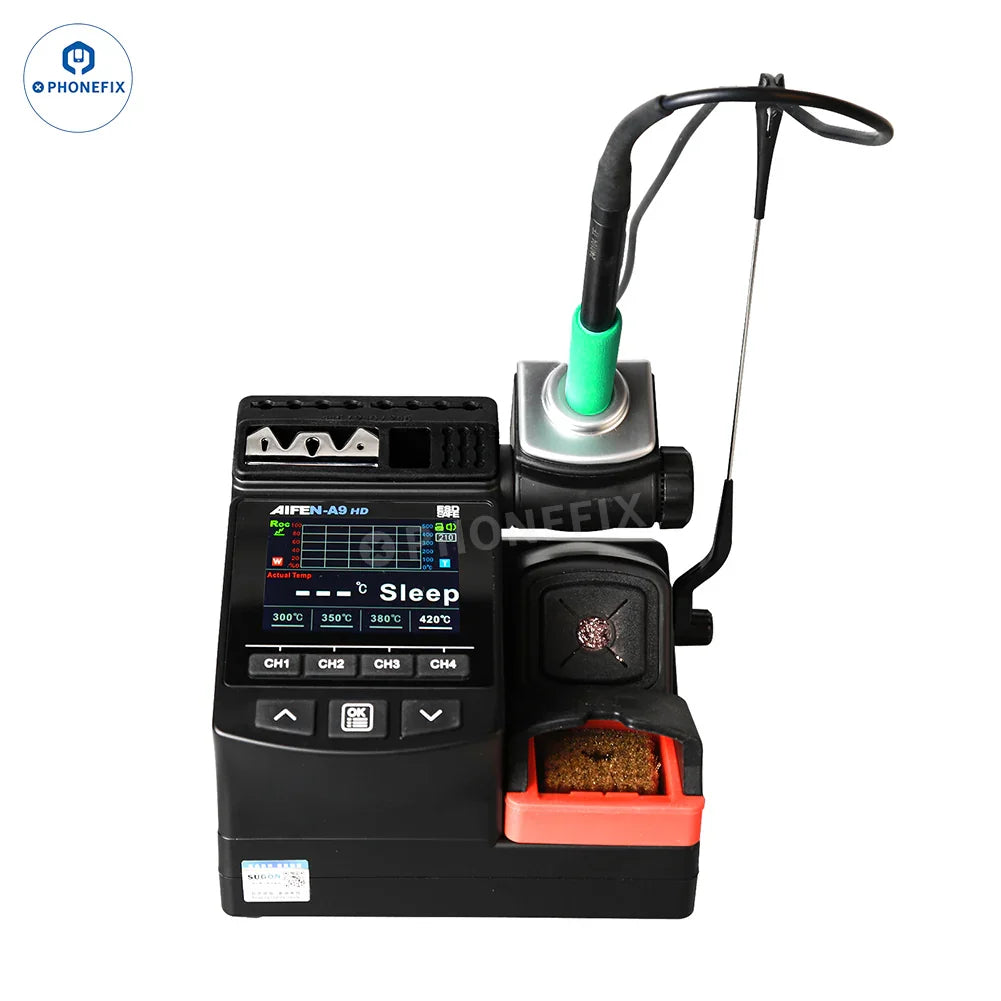 AIFEN A9HD BGA soldering station by PHONEFIX with digital display and precision soldering iron for electronics repair.
