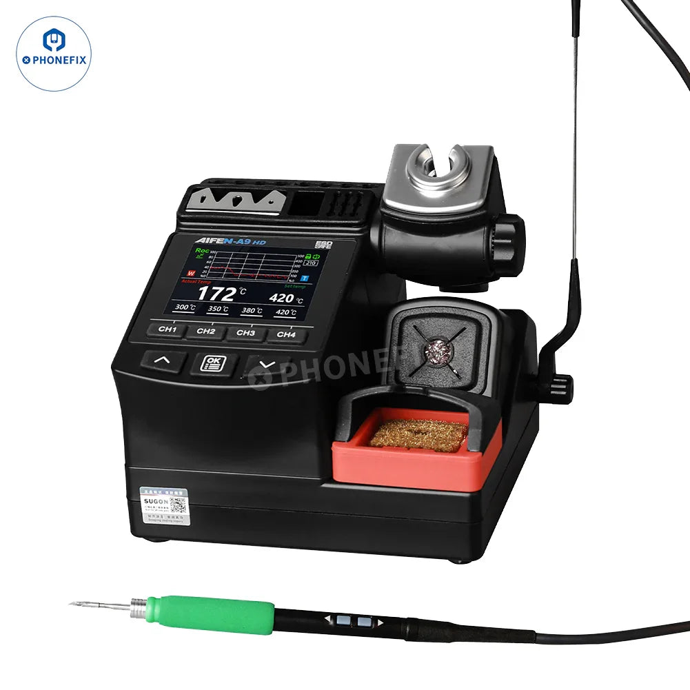 AIFEN A9HD BGA soldering station by PHONEFIX with precision tools and digital display for electronics repair and welding.