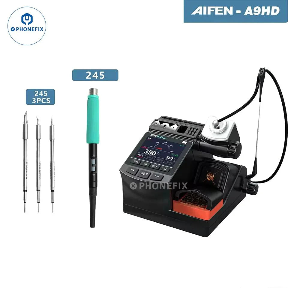AIFEN A9HD BGA soldering station by PHONEFIX with digital display and precision welding tools for PCB repair.