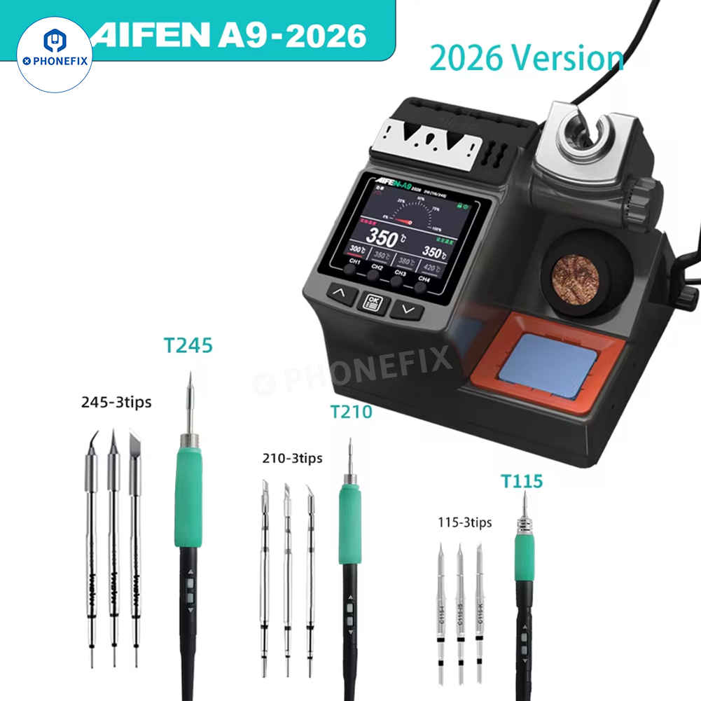 Aifen A9 BGA soldering station with C115, C210, C245 welding handles and control unit, designed for precise electronic repairs.