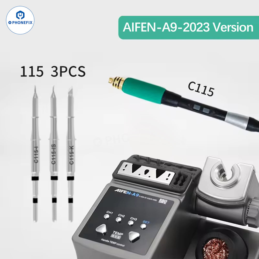 Aifen A9 BGA soldering station with C115 welding handle, featuring digital display and ergonomic design for precise soldering tasks.
