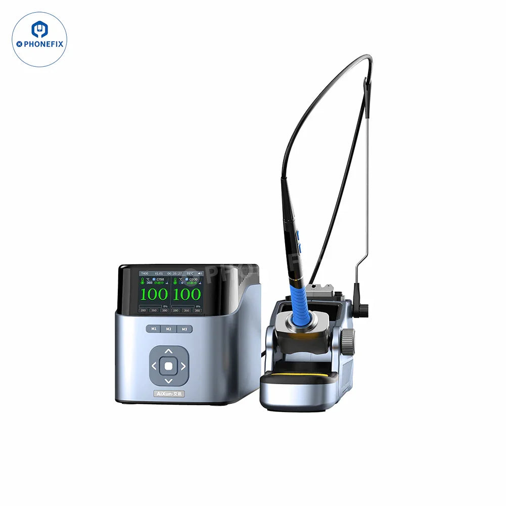 AiXun T400 320W BGA soldering station with T225 handle, PHONEFIX smart soldering workstation for precise electronic repairs.