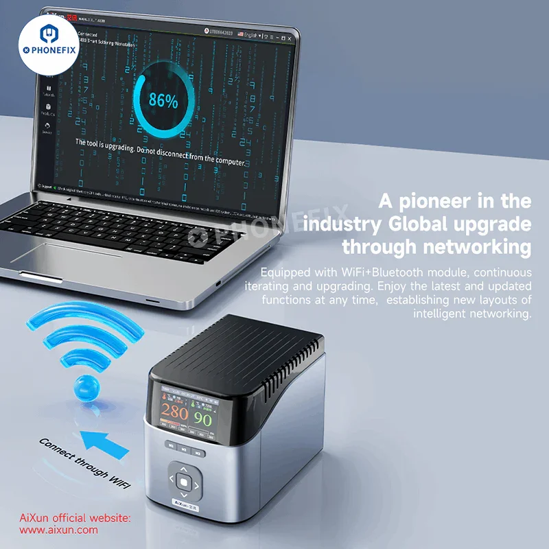 AiXun T400 320W BGA soldering station with T225 handle, PHONEFIX smart soldering workstation, 220V EU plug, professional electronics repair tool
