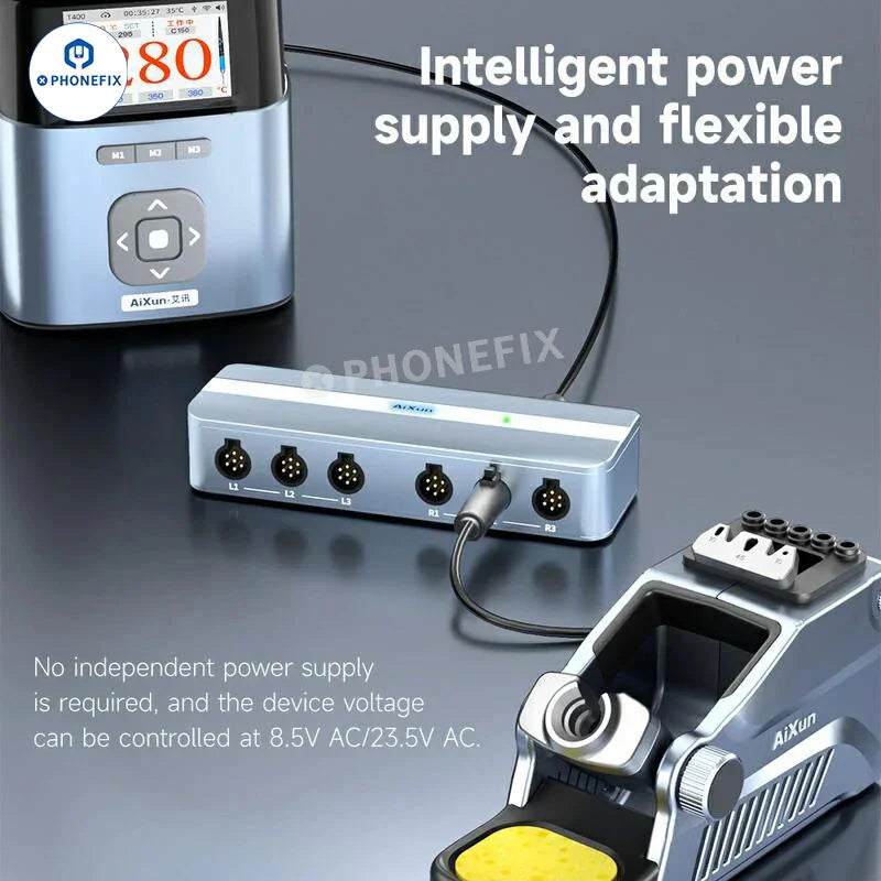 AiXun T400 320W BGA soldering station by PHONEFIX with T225 handle, compact smart soldering workstation, EU plug, professional tools.