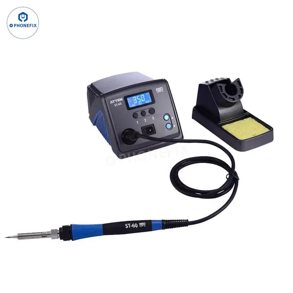 PHONEFIX ATTEN ST-60, ST-80, ST-100, ST-990 BGA digital soldering station with control panel and digital display.