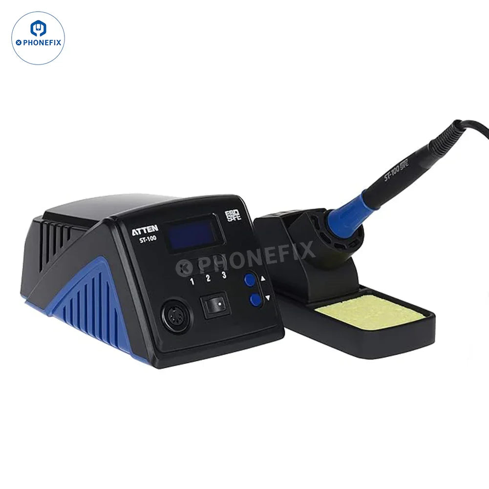 PhoneFix BGA Soldering Station ATTEN ST-60 ST-80 ST-100 ST-990 digital soldering station with digital display and control knobs.