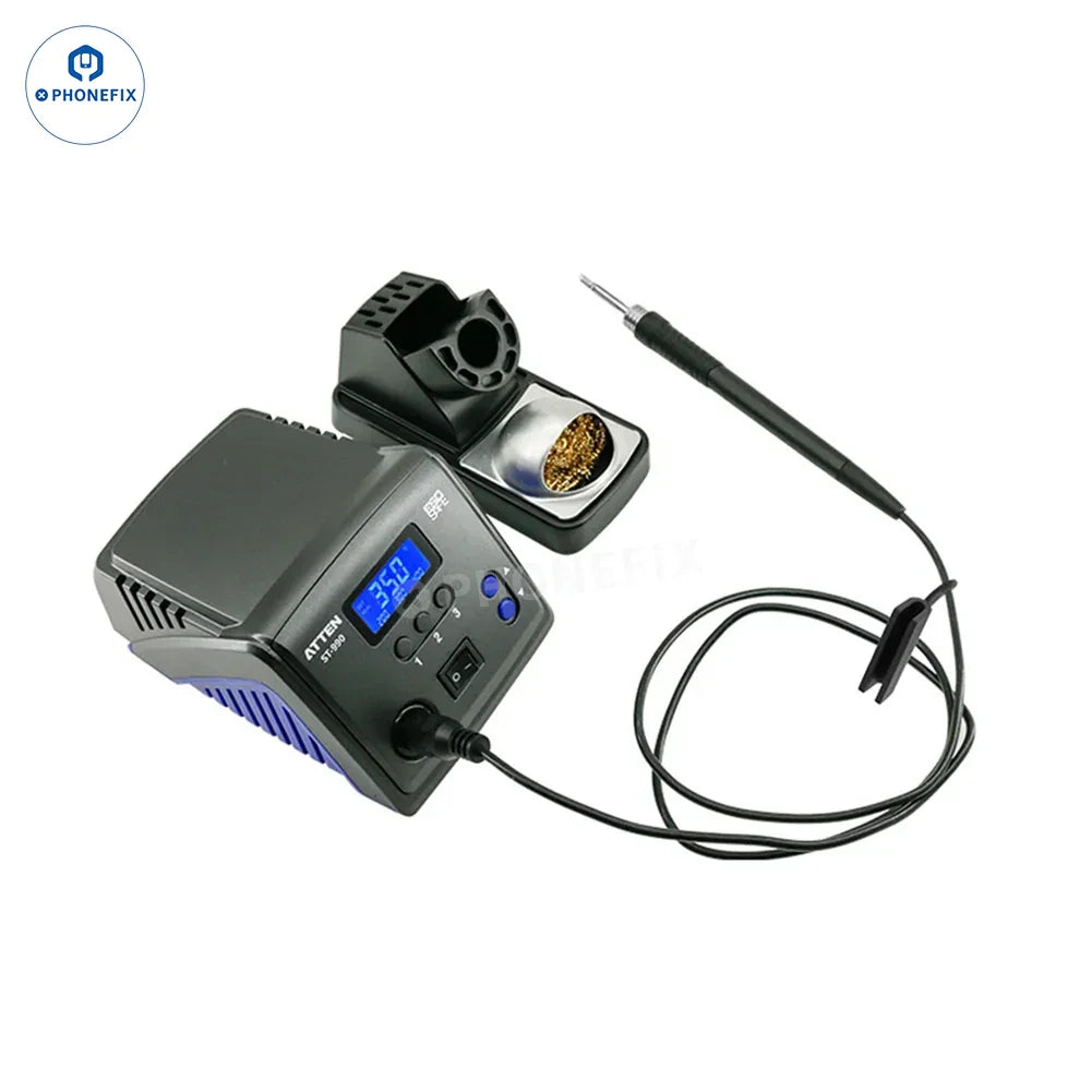 PhoneFix BGA Soldering Station ATTEN ST-60 ST-80 ST-100 ST-990 digital soldering station with digital display and control buttons.