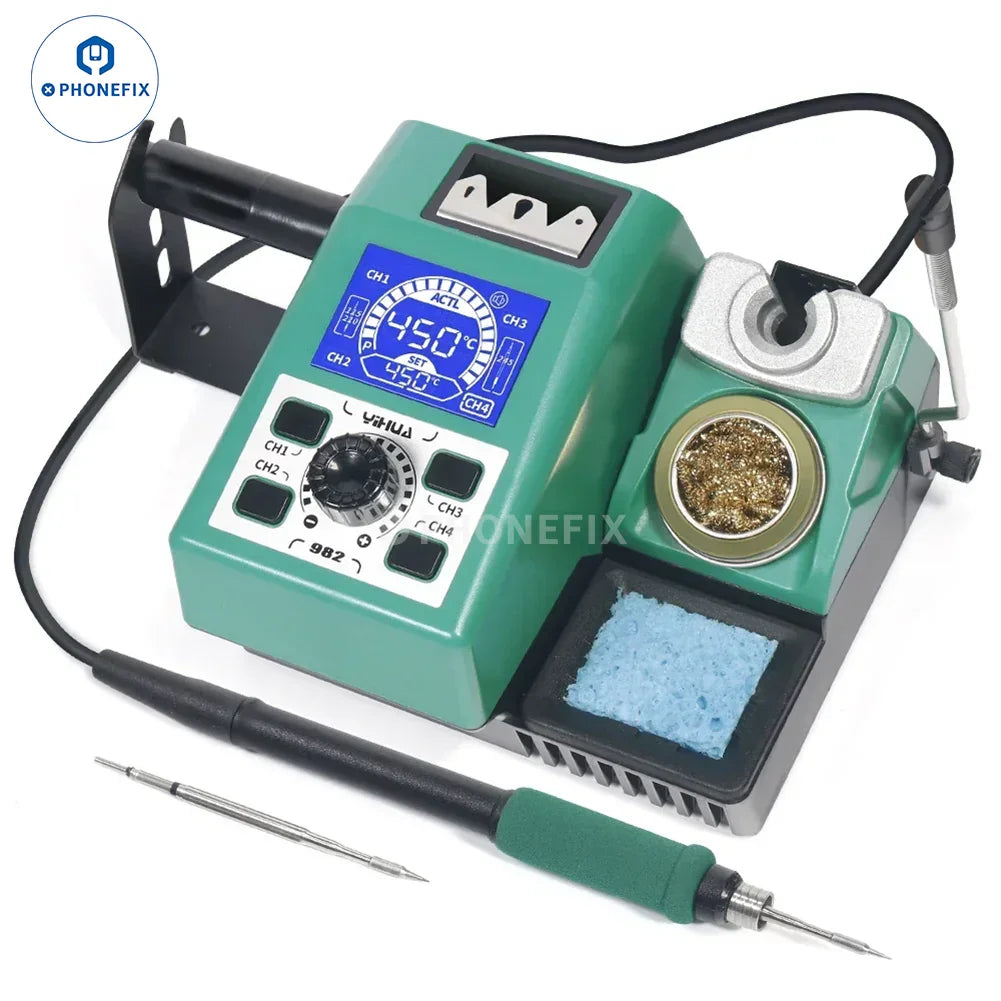 YIHUA 982 BGA soldering station with C210 handle for welding repair, used for precise electronics soldering and rework.
