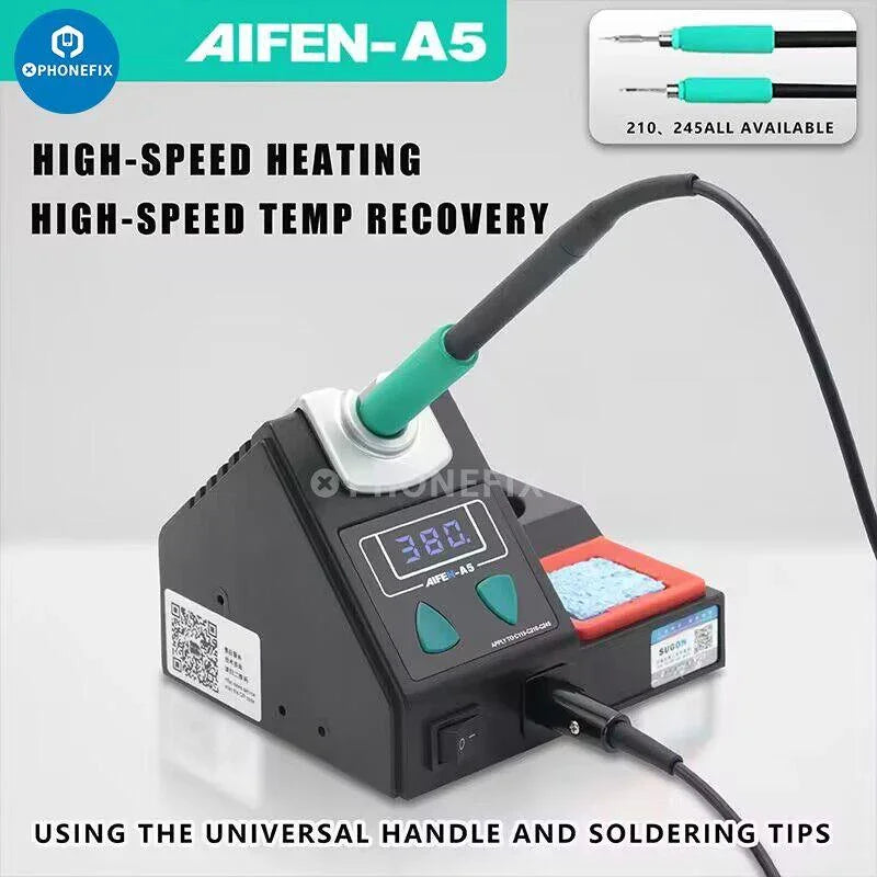 AIFEN A5 BGA Soldering Rework Station by PHONEFIX with C210, C245, and C115 handles for precise BGA repairs.