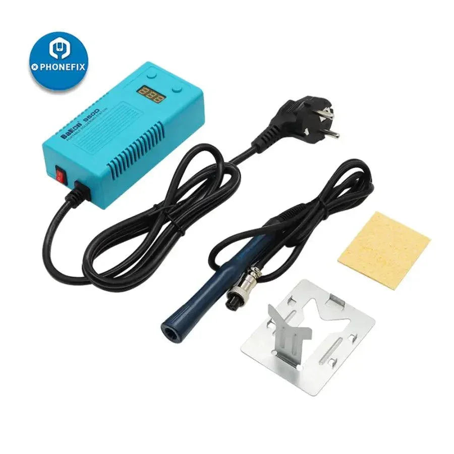 Bakon BK950D portable BGA soldering station by PHONEFIX with soldering iron and repair tools for electronic welding.