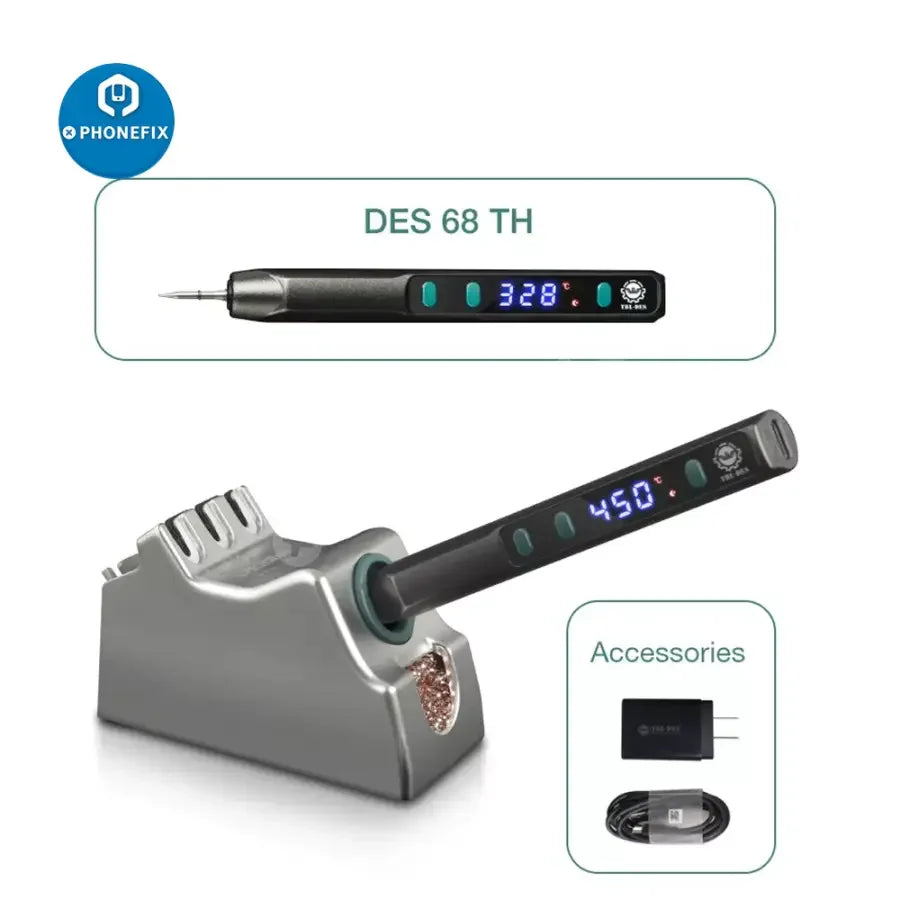 PhoneFix DES 68 TE TF TH mini nano BGA soldering station with digital controls, compact welding tool for precise electronics work.