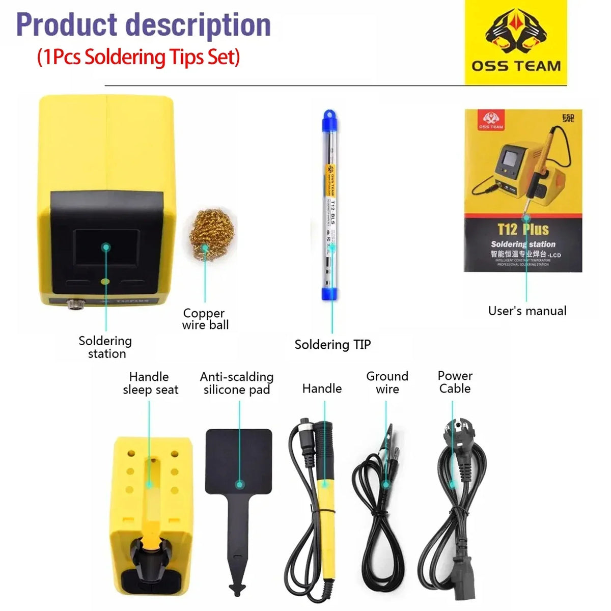 i2C T-12 Plus BGA soldering station by PHONEFIX with double handle base and interchangeable iron tips for precise soldering.