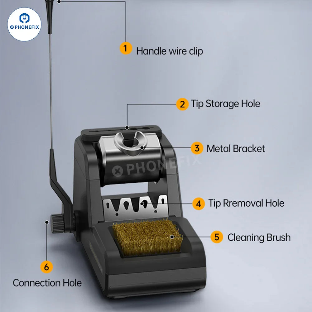 Phonefix FNIRSI DWS-200 200W BGA Soldering Station with T210 T245 handle and K-tip for precise soldering tasks.