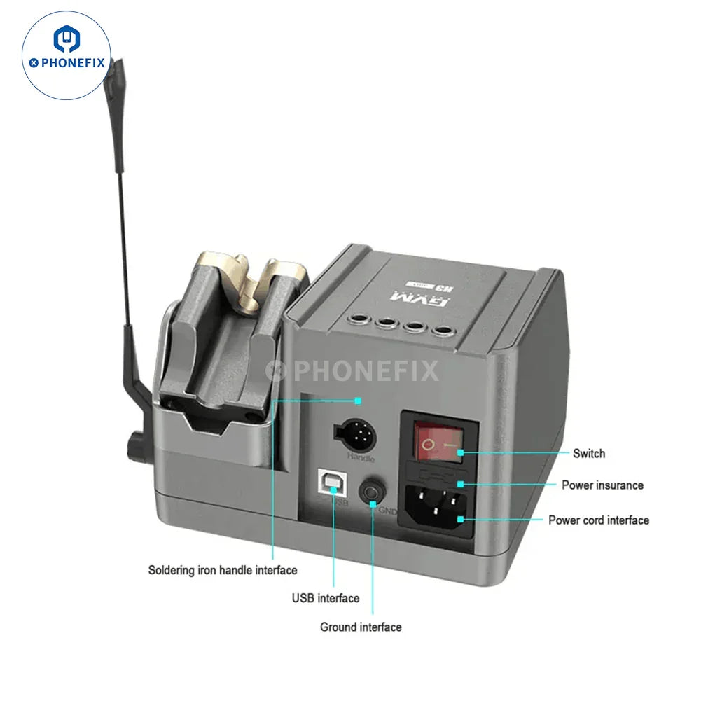 GVM H3 3-in-1 smart BGA soldering station with T210, T115, T245 handles, used for precise electronics repair and soldering.