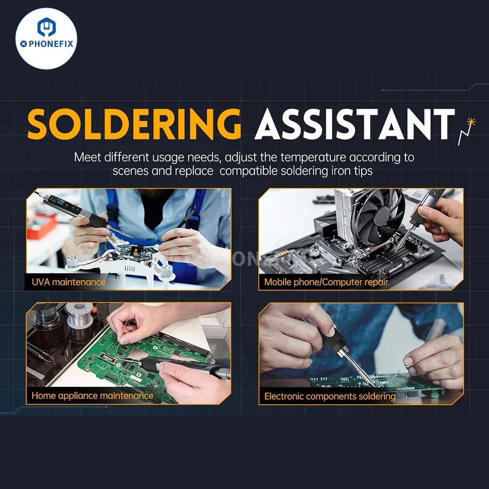 PHONEFIX FNIRSI HS-02 BGA soldering station with 100W adjustable constant temperature soldering iron, ideal for precise BGA repairs.