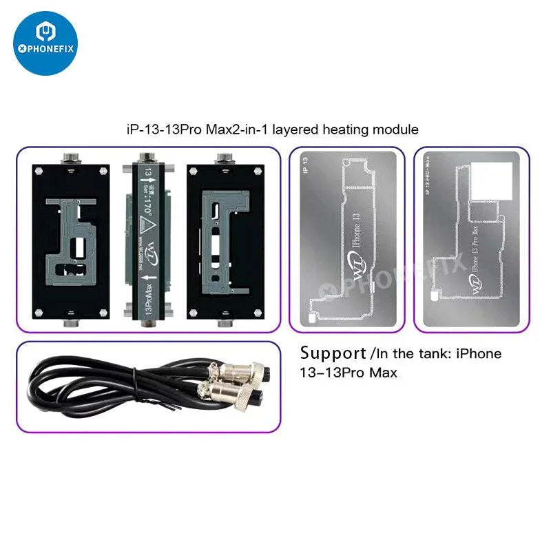 PhoneFix WL HT007 BGA Soldering Station for iPhone X to 16 Pro Max, pre-heating and soldering station with mold set.