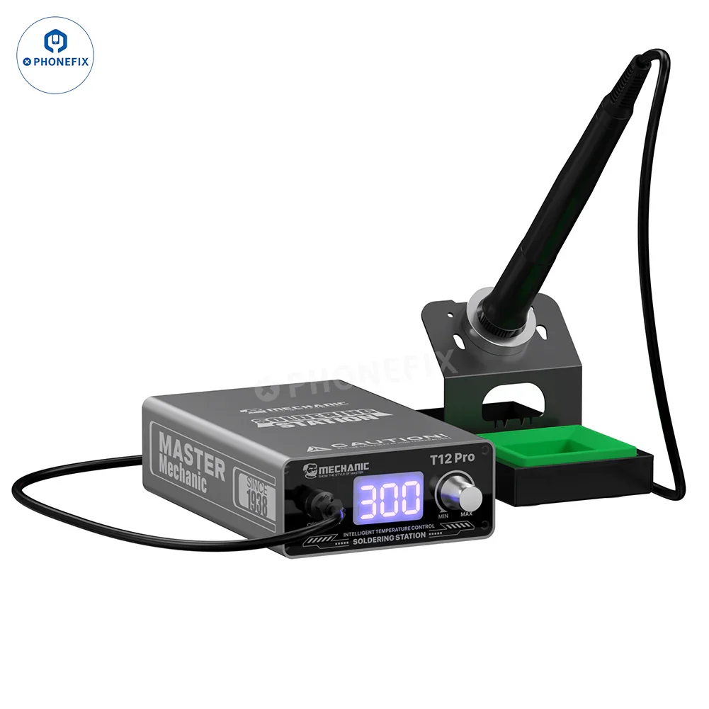 PHONEFIX Mechanic T12 Pro BGA Soldering Station with anti-static design and iron tip for precise electronic repairs.