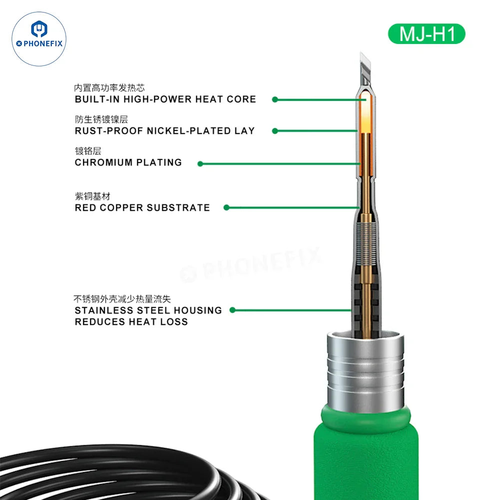 PhoneFix MIJING H1 digital BGA soldering station with T210 handle, compatible with T115 and T245, for precise electronics repair.