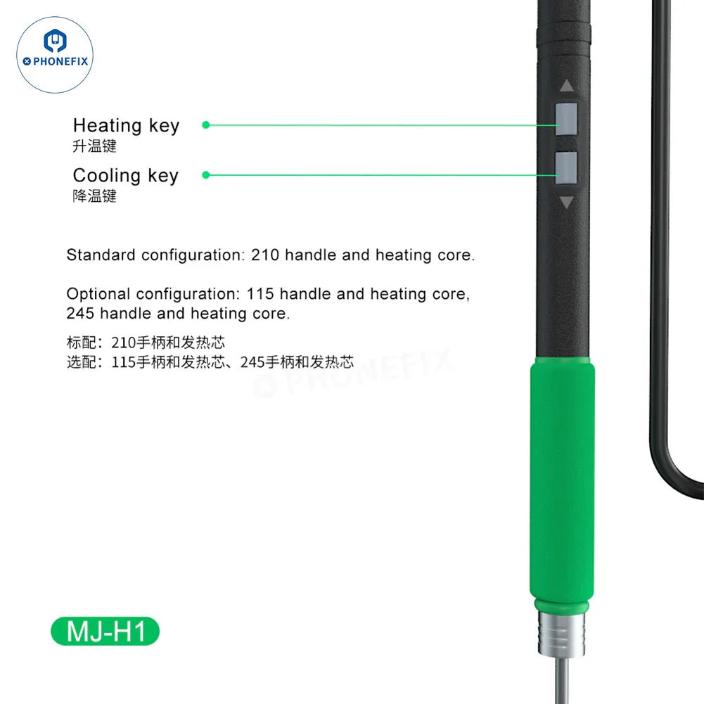 PhoneFix MIJING H1 digital BGA soldering station with T210 handle, compatible with T115 and T245, for precise electronic repairs.