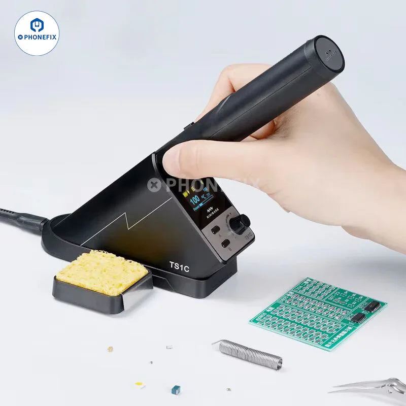 PhoneFix Miniware TS1C PD 45W electric BGA soldering station with lead-free tip for precise soldering tasks.