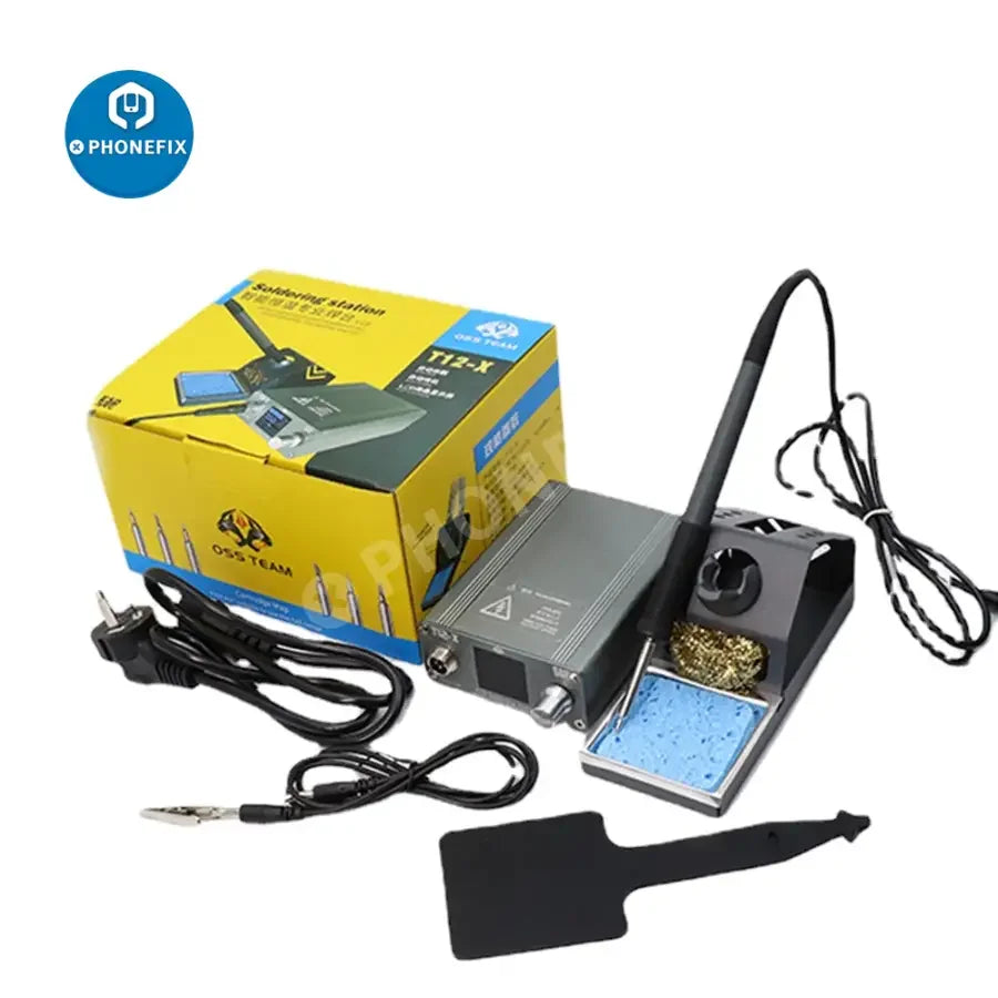 PhoneFix OSS T12-X Plus BGA soldering station with digital display, professional welding tool for electronics repair.