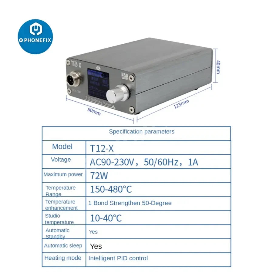 Phonefix OSS T12-X Plus BGA Soldering Station with digital display, precision welding tool for electronics repair.