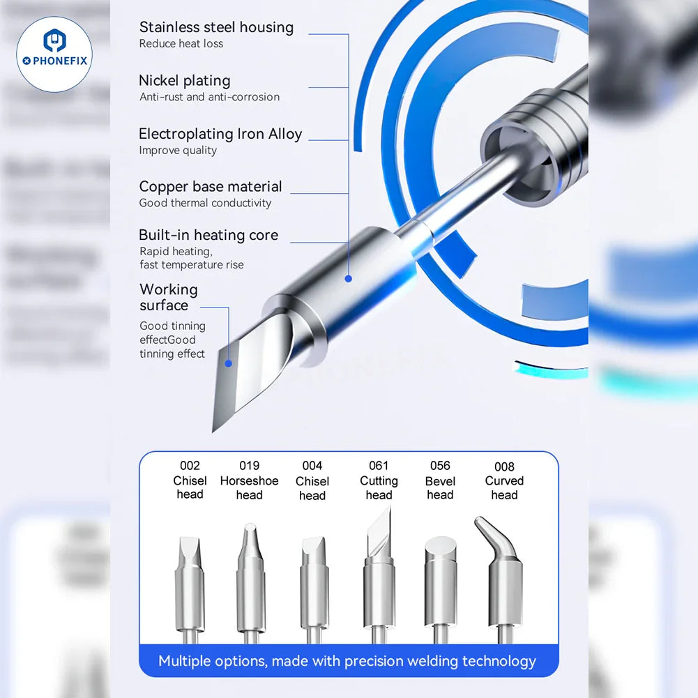 PhoneFix PDK1200R 400W BGA soldering station with T470 handle and C470 iron tips, ideal for precise electronic soldering tasks.