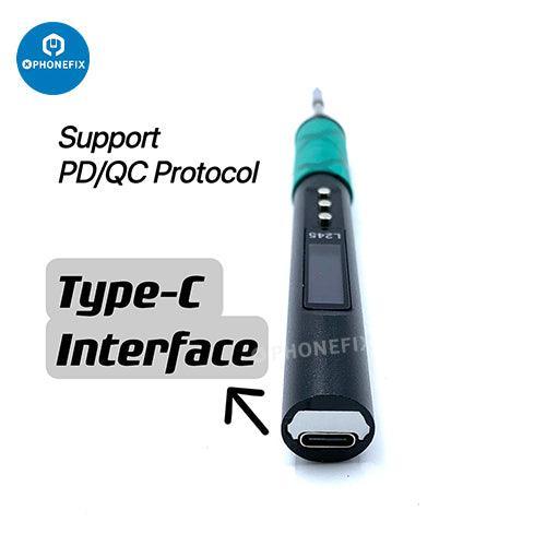 Silver 65W portable digital soldering pen by PHONEFIX, suitable for BGA soldering and electronic repair.