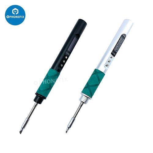Silver 65W portable digital soldering pen from PHONEFIX, JBC 245 electric BGA soldering station tool with ergonomic design.